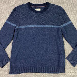 Fat Face Crewneck Sweater Jumper Men's XL Blue Striped Crew Neck Cotton Wool